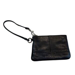 Coach Black Leather Wallet‎ Wristlet Bag